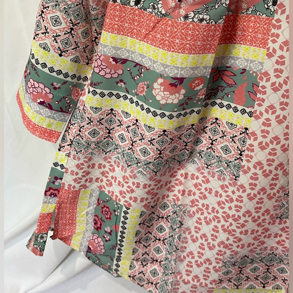 Womens 3/4 Sleeve MultiPrint Multi Color Boho Style Top Size 12 (Large) NWOT - Picture 5 of 16